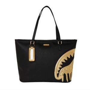 Sprayground Goldheart Shark Drip Tote